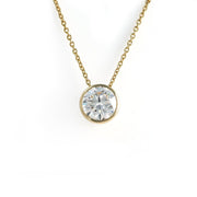 Classic 2 Ct Round Cut Lab Diamond Bezel Pendant - LGG Jewelry